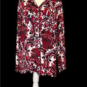 Soma Red and White Damask pajama set medium top large shorts nwt